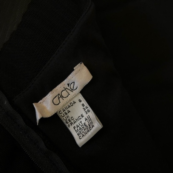 Cache 2000s Black Mesh Midi Long Elegant Dress in Black US 8 Y2K - Picture 12 of 13